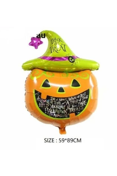 Pazariz Halloween Şapkalı Bal Kabağı Folyo Balon