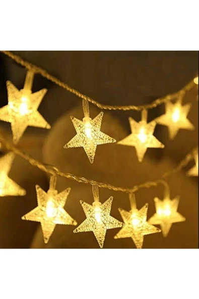 Pazariz 3 Adet - 3,5 Metre 20 Gün Işığı Yıldız Led / Animasyonlu/ Yılbaşı Süsü/ Hediyelik - Resim 3