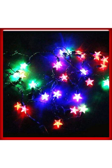 Pazariz 5 Metre 28 Yıldız Led /rgb /çakarlı/ Siyah Kablo / Yılbaşı Süsü - 2