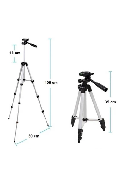 Pazariz Telefon Ve Kamera Tutucu Tripot Ayak 105 Cm (Telefon Tutuculu) - 2