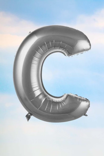 Pazariz C Harfi Gümüş Folyo Balon 100 Cm 40 Inç 1 Metre Silver ürün görseli
