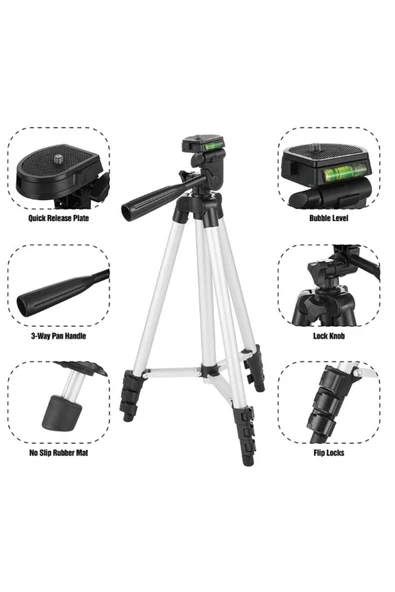 Pazariz Telefon Ve Kamera Tutucu Tripot Ayak 105 Cm (Telefon Tutuculu) - 3