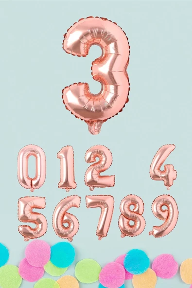 Pazariz Rose Gold Rakam Folyo Balon Rose Gold Sayı Balonlar 16 inç 40 cm