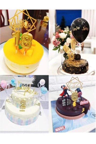 Pazariz 4 Rakam Gold Renk Mum - Resim 2