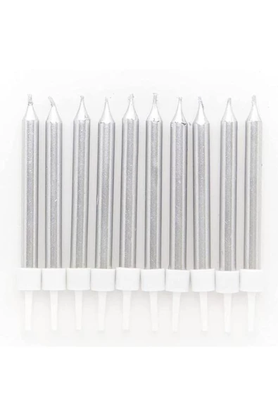 Pazariz Mum Gümüş 12 Adet 8 Cm - Resim 2