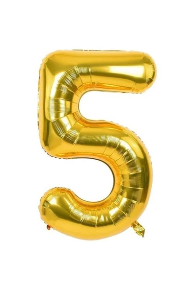 Pazariz 5 Rakam Folyo Gold Renk Balon Küçük 35 Cm