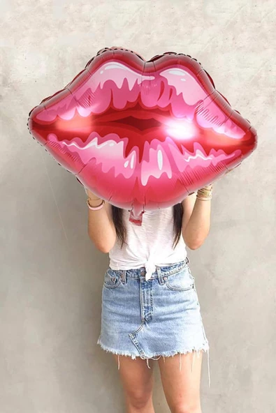 Pazariz Dudak Şekilli Büyük Folyo Balon Doğum Günü Parti Balonu ürün görseli