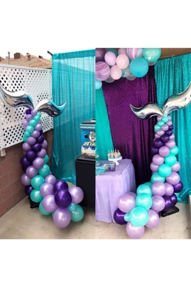 Pazariz 100 Adet Denizkızı Temalı Balon Ve 5 Metre Balon Zinciri
