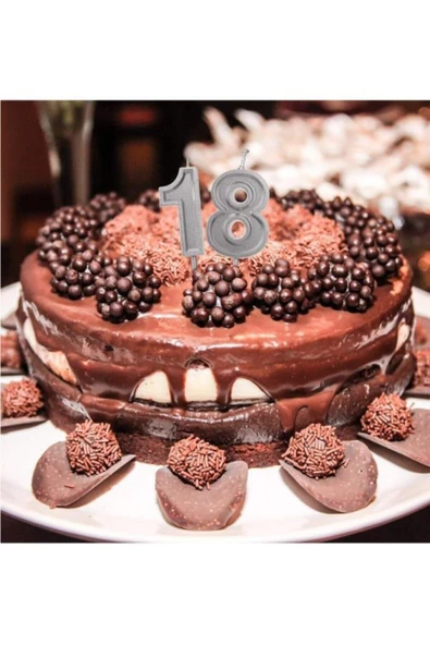 Pazariz 8 Rakam Gümüş Renk Mum - Resim 2