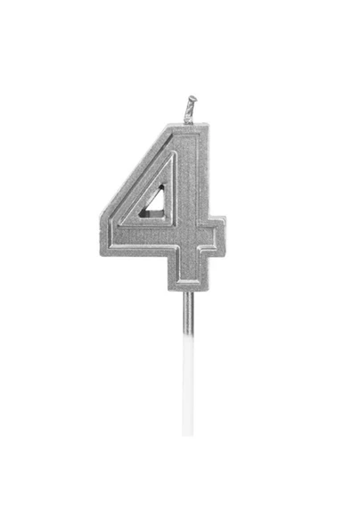 Pazariz 4 Rakam Gümüş Renk Mum ürün görseli