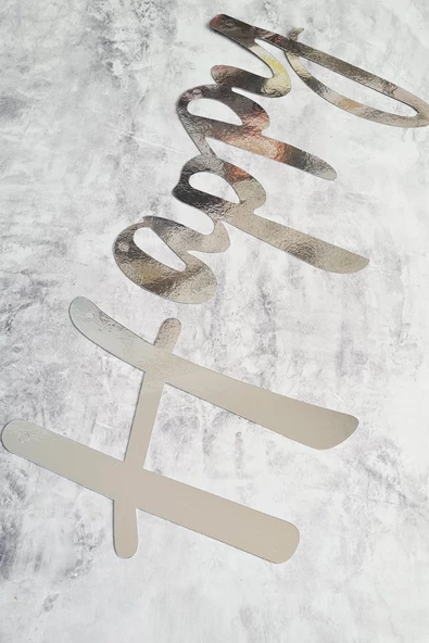 Pazariz Happy Birthday Gümüş Doğum Günü Banner Kaligrafi Banner Yazı Gümüş - Resim 2