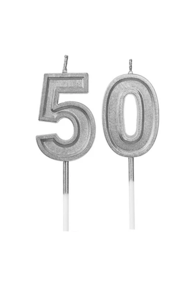 Pazariz 50 Yaş Gümüş Rakam Mum ürün görseli 1