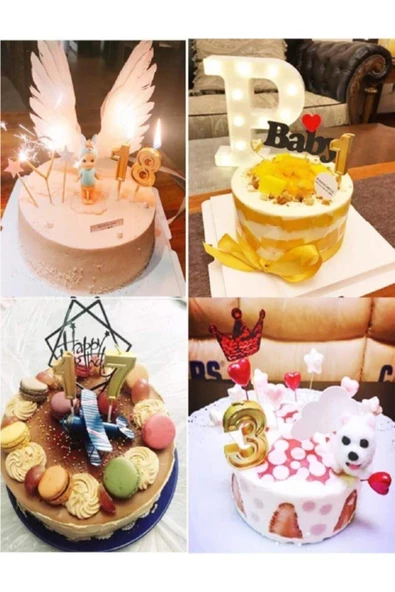 Pazariz 4 Rakam Gold Renk Mum - Resim 3