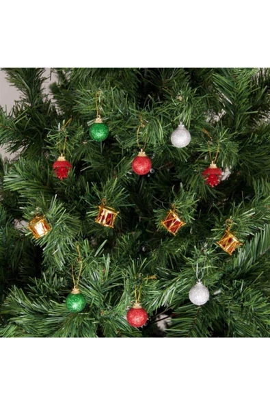 Pazariz Yılbaşı Çam Ağacı Süsleme Seti Yeşil Toplar 24'lü ürün görseli