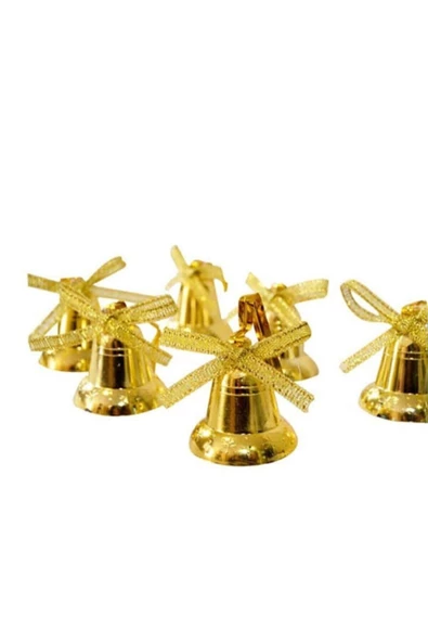Pazariz 6 Adet Gold (altın) Çalmayan Çan Yılbaşı Ağacı Süsü ürün görseli
