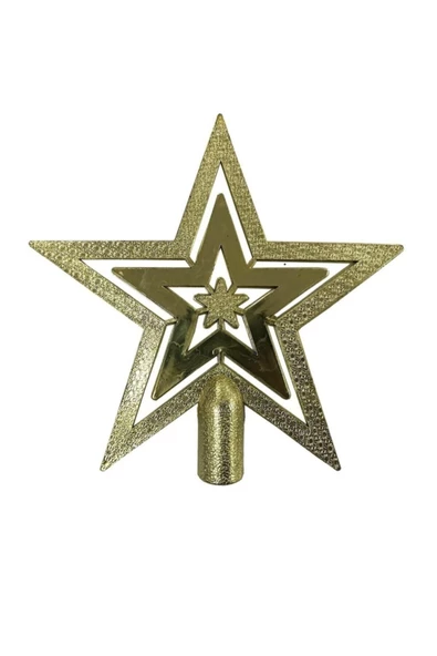 Pazariz 1 Adet Gold (Altın) Renginde Yıldız Yılbaşı Ağacı Tepesi Süsü ürün görseli