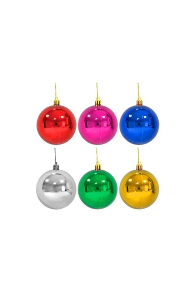Pazariz Yılbaşı Ağaç Süsü Renkli 6cm 6lı ürün görseli 1
