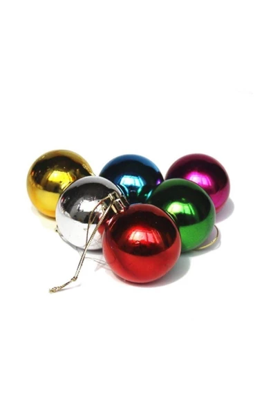 Pazariz 6'lı Parlak Cici Top Yılbaşı Ağacı Süsü ürün görseli