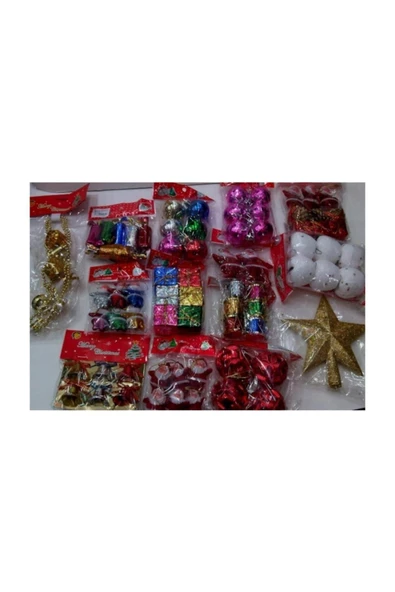 Pazariz 50 Adet Yılbaşı Çam Ağacı Süsü+ışık+kar Spreyi+2 Konfeti Hediye ürün görseli 1