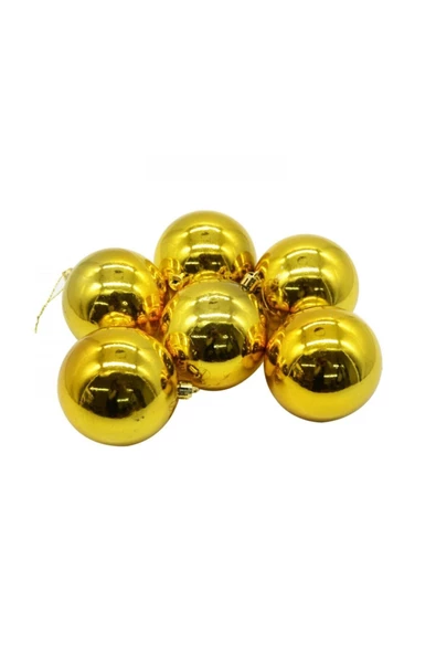 Pazariz Yılbaşı Ağacı Süsü Parlak Top 6 Adet - Büyük Boy ürün görseli 1