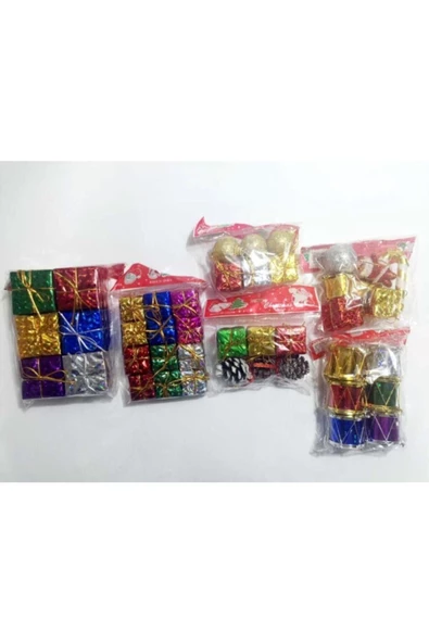 Pazariz Mini Renkli Kozalak Top 42 Parça Yılbaşı Çam Ağacı Süsü Süsleri
