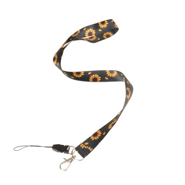 SİYAH AYÇİÇEĞİ TASARIM BOYUN ASKI İPİ