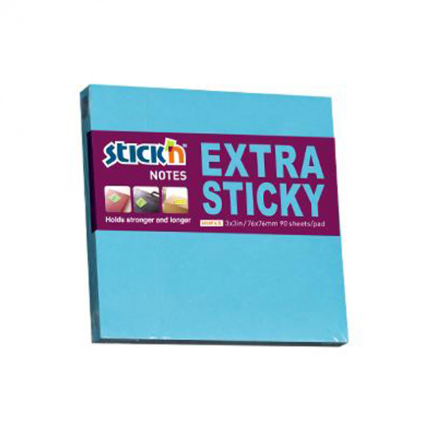 Hopax Stıckn Yapışkanlı Not Kağıdı ( 12 adet)  Extra 90 YP 76x76 Neon Mavi 21673