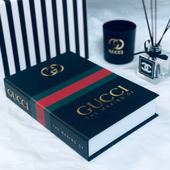 GUCCI OPENABLE DECORATIVE BOOK BOX RED - GREEN & GOLD - 2