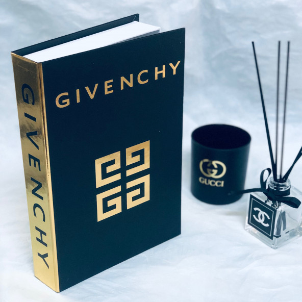 GIVENCHY OPENABLE DECORATIVE BOOK BOX BLACK & GOLD