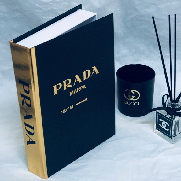 PRADA OPENABLE DECORATIVE BOOK BOX BLACK & GOLD