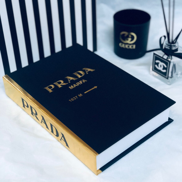 PRADA OPENABLE DECORATIVE BOOK BOX BLACK & GOLD - 2