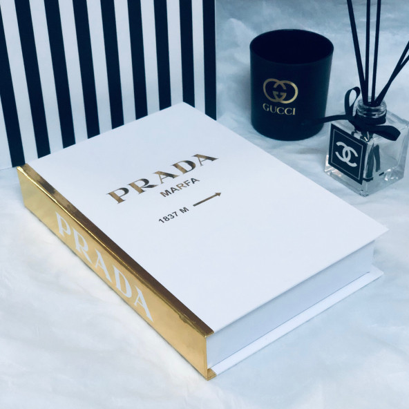PRADA OPENABLE DECORATIVE BOOK BOX WHITE & GOLD - 2