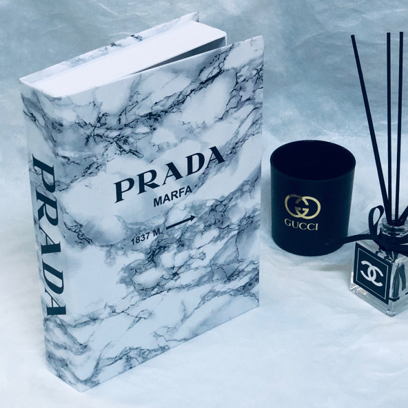 PRADA OPENABLE DECORATIVE BOOK BOX MARBLE PATTERNED