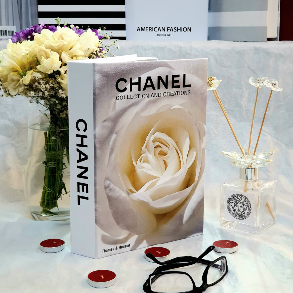 Chanel, Rose - Cream, Openable Decorative Book Box, Fashion Fake Books, Home Decor