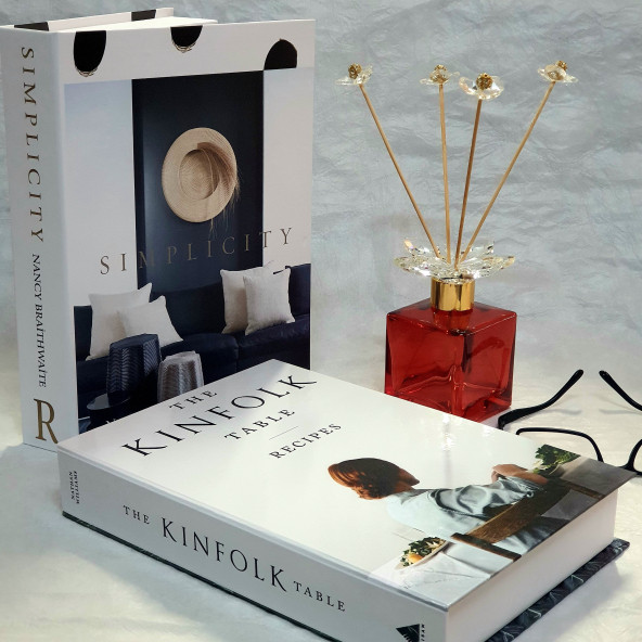 Simplicity & Kinfolk Openable Decorative Book Box, Fashion Fake Books, Home Decor, Set of Two