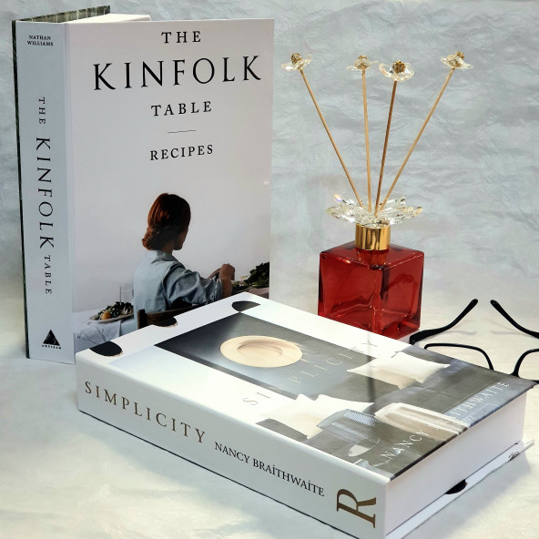 Simplicity & Kinfolk Openable Decorative Book Box, Fashion Fake Books, Home Decor, Set of Two - 2