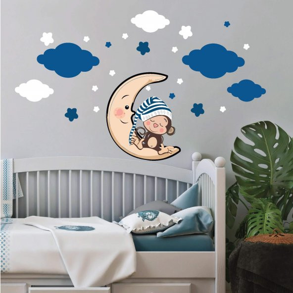 Dijitalya | Uyuyan Maymun | Bebek Çocuk Odası Duvar Sticker - 3