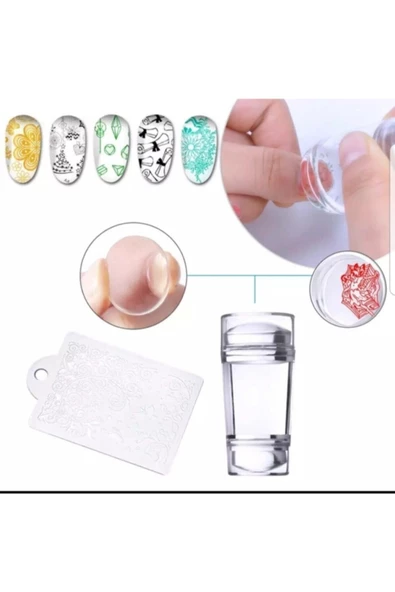 Pazariz Kozmetik Seti / Oje No: 607 + C-06 & Stamper Damgalama French Baskı Transfer Aparat Seti - Resim 3