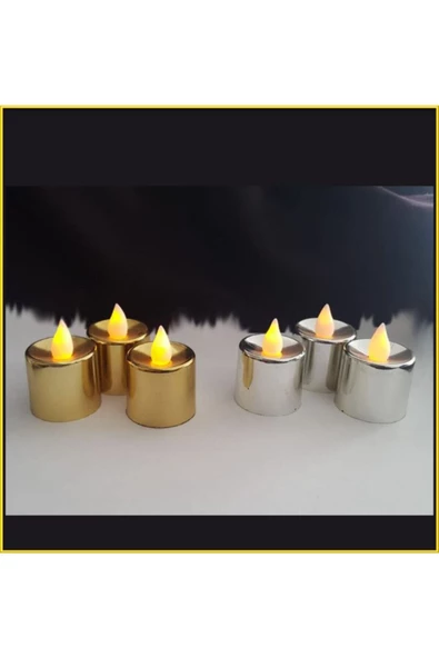 Pazariz 3 Gold 3 Silver Dumansız Pilli Led Mum
