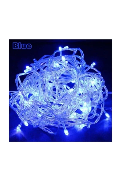 Pazariz Dekoratif 100 Led 10 Metre Animasyonlu Yılbaşı Süs Led Işık Mavi ürün görseli 1