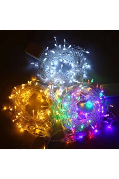 Pazariz 100 Ledli Yılbaşı Led Işık Süs 10 Metre Parti Led Işıkları Karışık