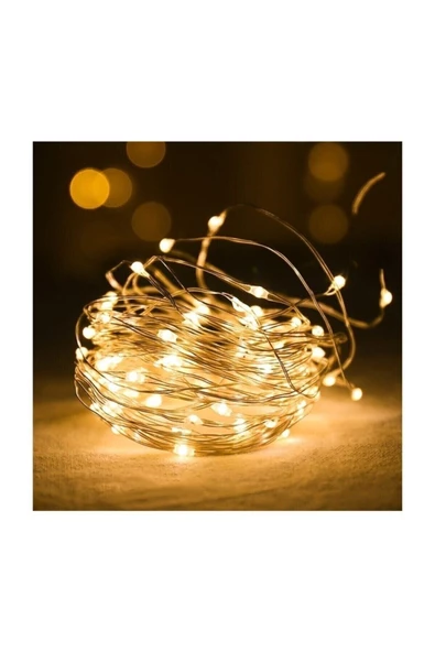 Pazariz Peri Led Işık 28 Ledli 3 Metre Sarı Led Şerit Aydınlatma Pilli Spot Le ürün görseli 1