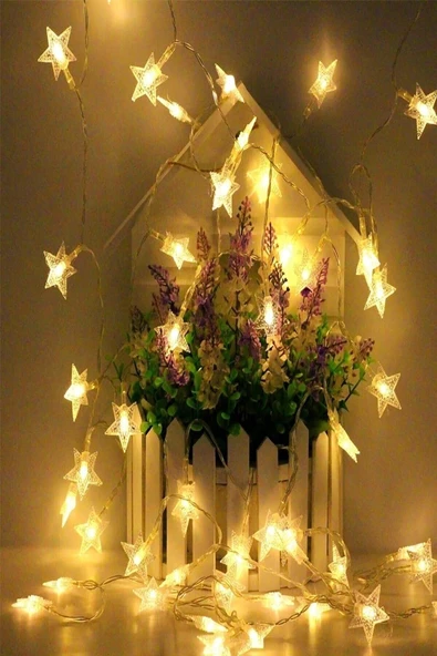 Pazariz Dekoratif Led Işıklı Yıldız Dizeleri 20'li 3 Metre - Resim 3