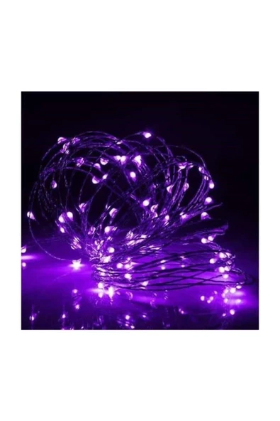 Pazariz 10 Metre Peri Led Çok Amaçlı Yılbaşı Parti Dekoratif Aydınlatma - Mor - Resim 2