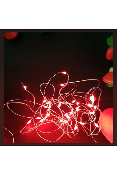 Pazariz Kıpkırmızı Yılbaşı Hediye Seti - 3 Mt Yapraklı Kalp Led + 2 Adet Kalp Led + 3 Mt Kırmızı Peri Led - Resim 3