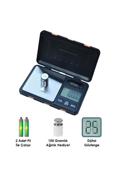 Pazariz Taşınabilir Kapaklı Cep Terazisi 0.01gr / 1kg - Resim 2
