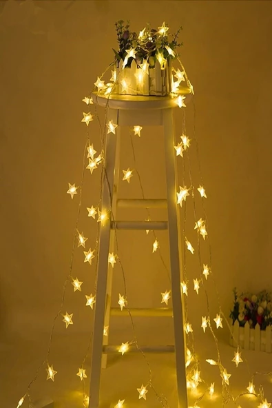 Pazariz Dekoratif Led Işıklı Yıldız Dizeleri 20'li 3 Metre ürün görseli 1