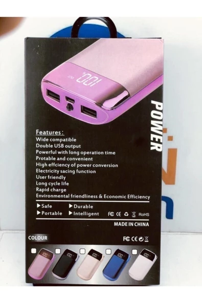 Pazariz Powerbank 10.000 Mah Digital Led Ekranlı Pembe - Resim 2