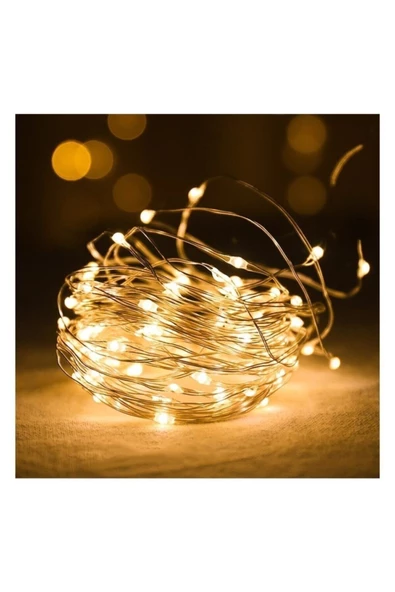 Pazariz Peri Led Işık 10 Metre (sarı) Pilli Aydınlatma Şerit Led Saçak Spot Süsleme ürün görseli 1