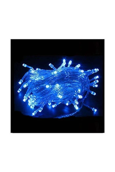 Pazariz Kablolu 100 Ampüllü Led Işık 10 Metre - Mavi Renk